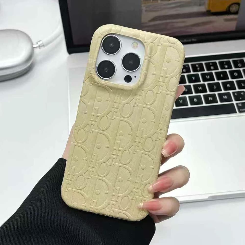 Dior Oblique Embossed Premium Leather & Velvet iPhone Case