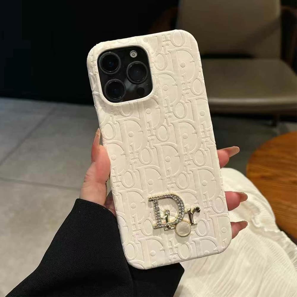 Dior Oblique Pattern with Crystal & Pearl Accents iPhone Case