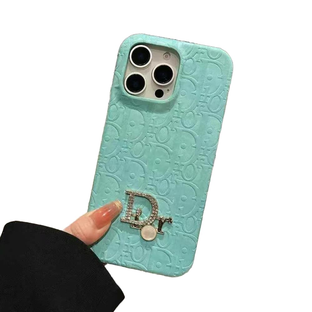 Dior Oblique Pattern with Crystal & Pearl Accents iPhone Case