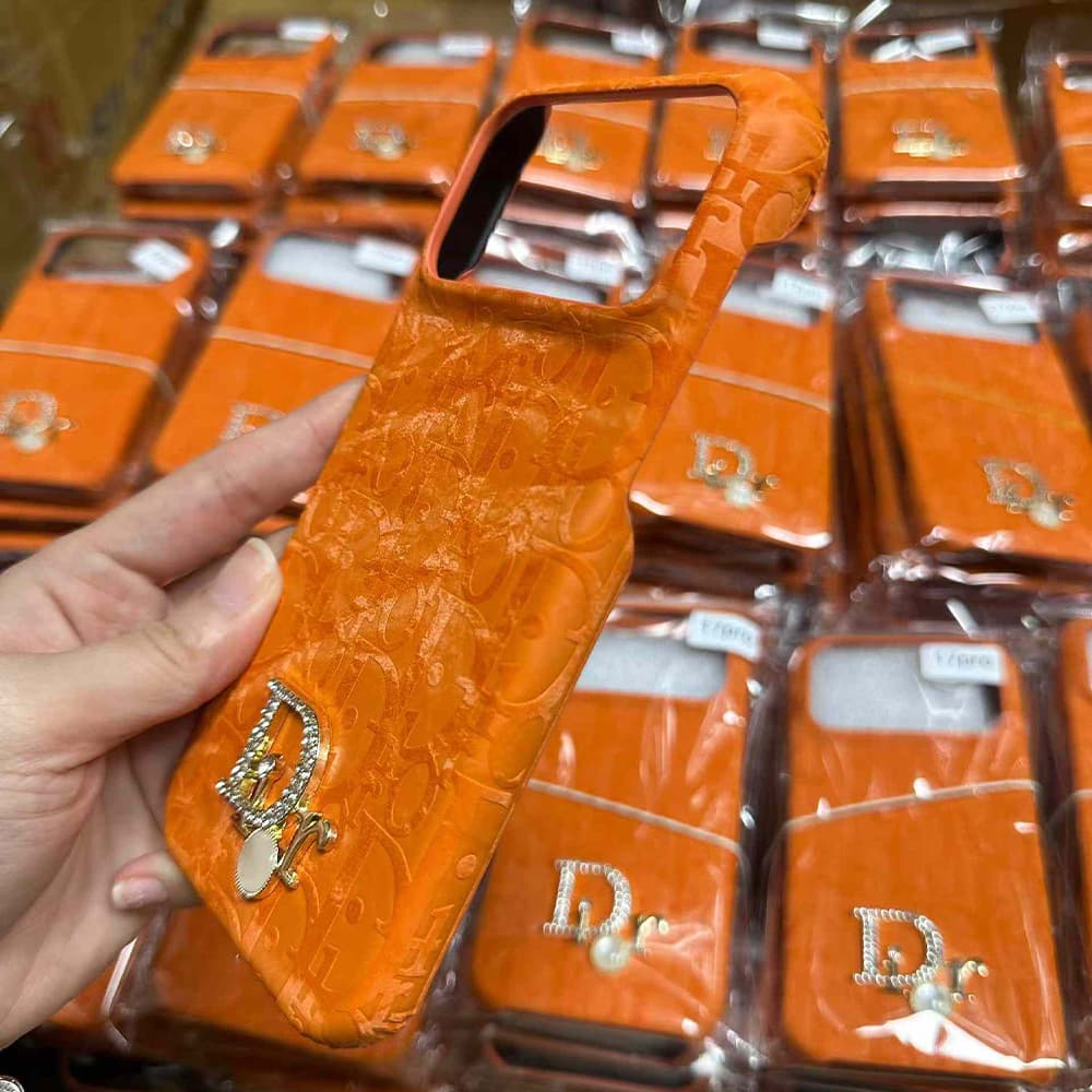 Dior Oblique Pattern with Crystal & Pearl Accents iPhone Case