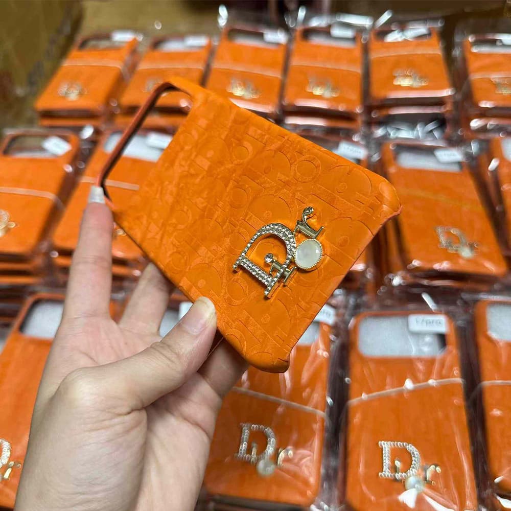 Dior Oblique Pattern with Crystal & Pearl Accents iPhone Case