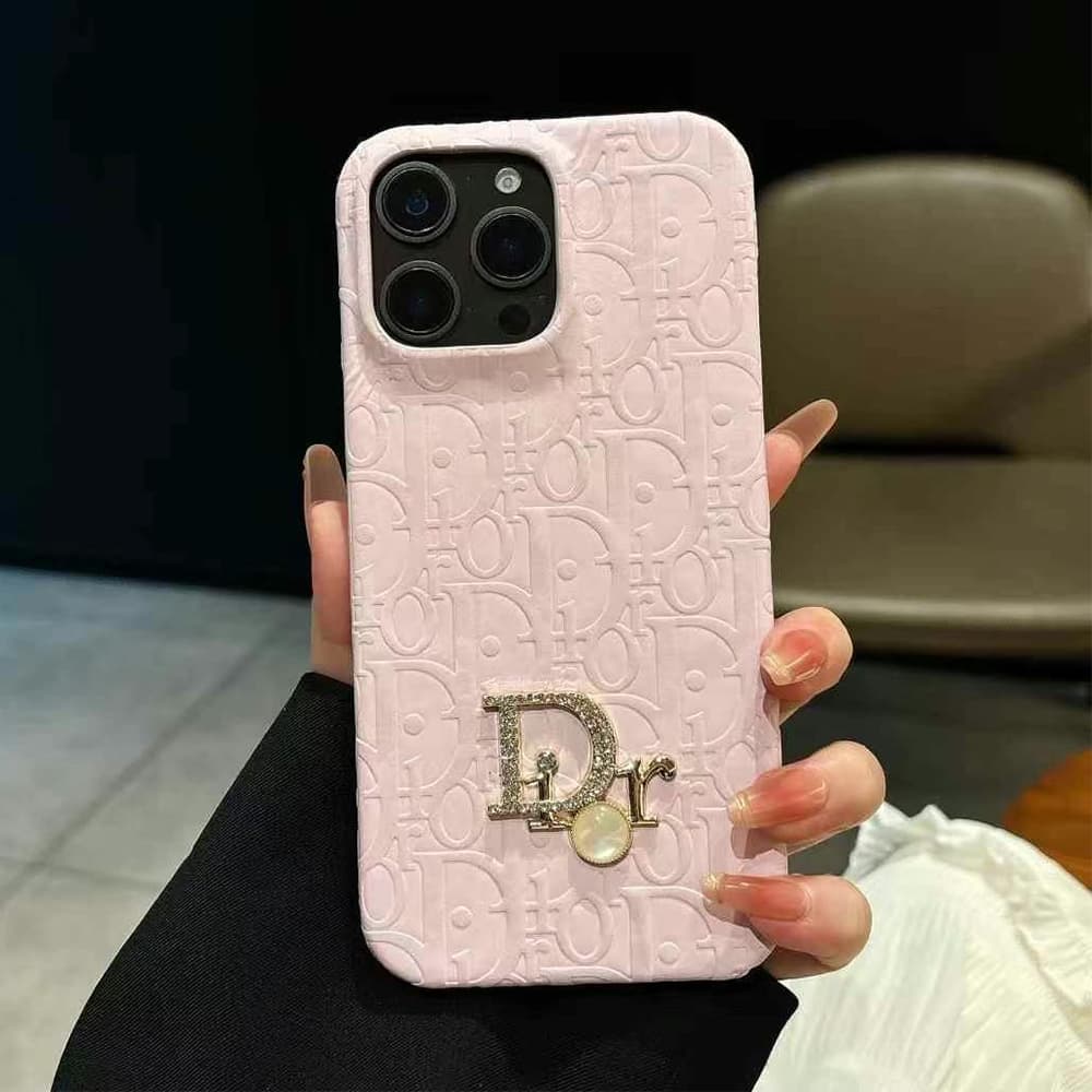 Dior Oblique Pattern with Crystal & Pearl Accents iPhone Case