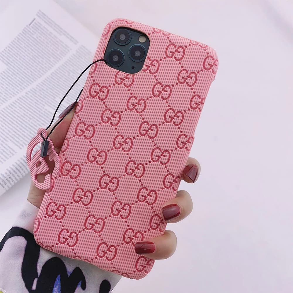 Gucci Embossed GG Pattern with Detachable Charm iPhone Case in 10 Colors
