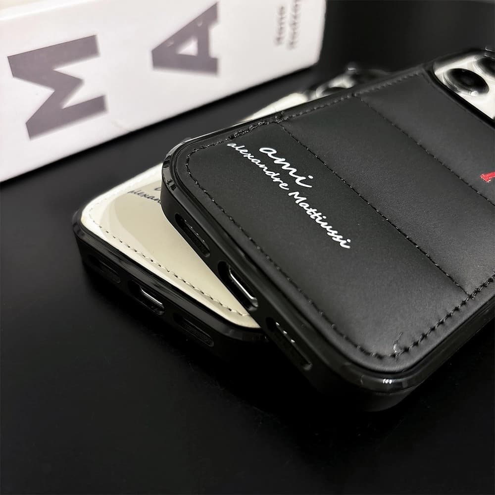 AMI Paris Quilted Design with Red Heart Logo iPhone Case