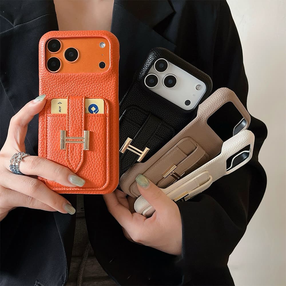Hermès Metal H Buckle & Card Slot iPhone Case