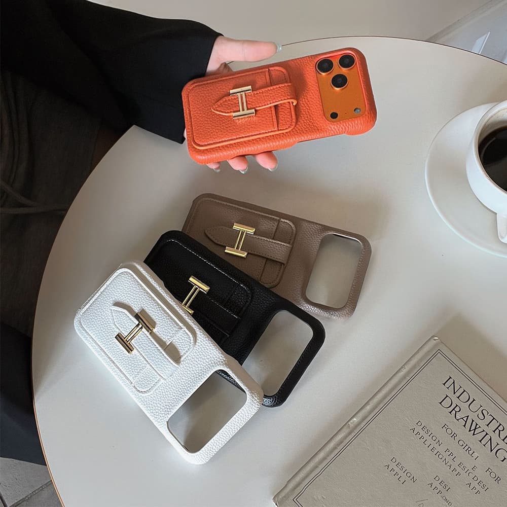 Hermès Metal H Buckle & Card Slot iPhone Case