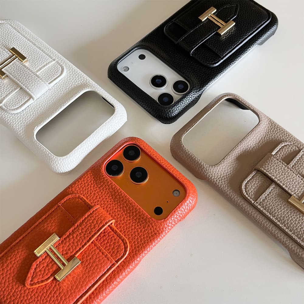 Hermès Metal H Buckle & Card Slot iPhone Case