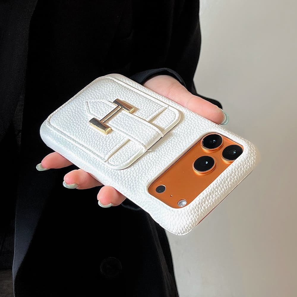 Hermès Metal H Buckle & Card Slot iPhone Case