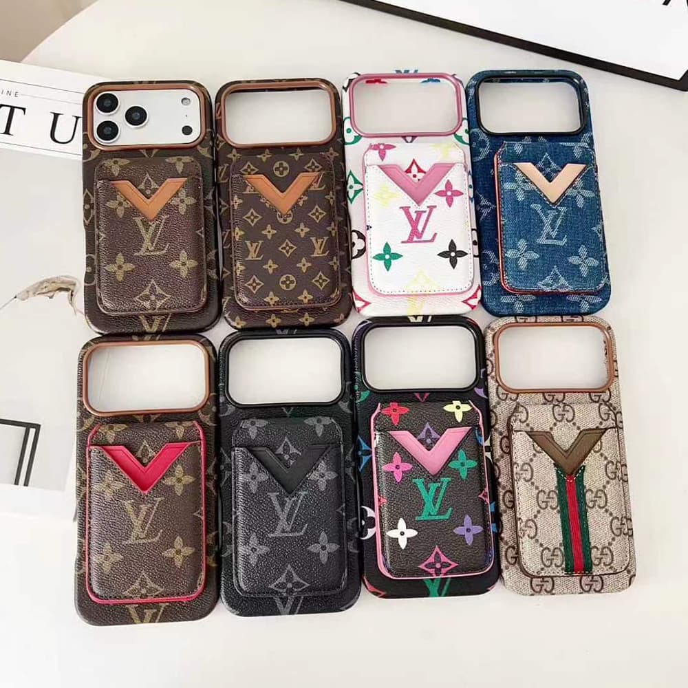 LV & Gucci V-shaped Flip-style Card Holder iPhone Case