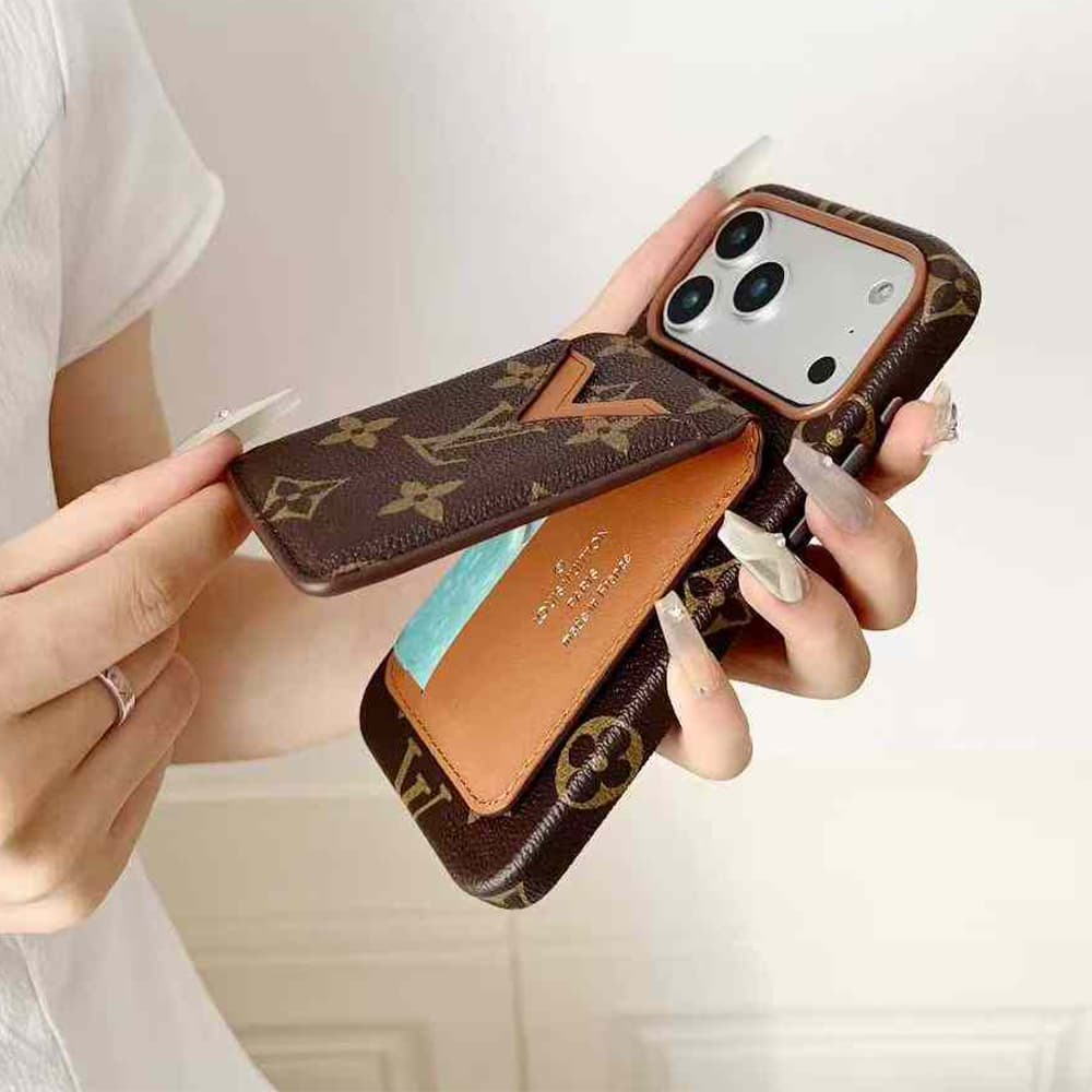 LV & Gucci V-shaped Flip-style Card Holder iPhone Case