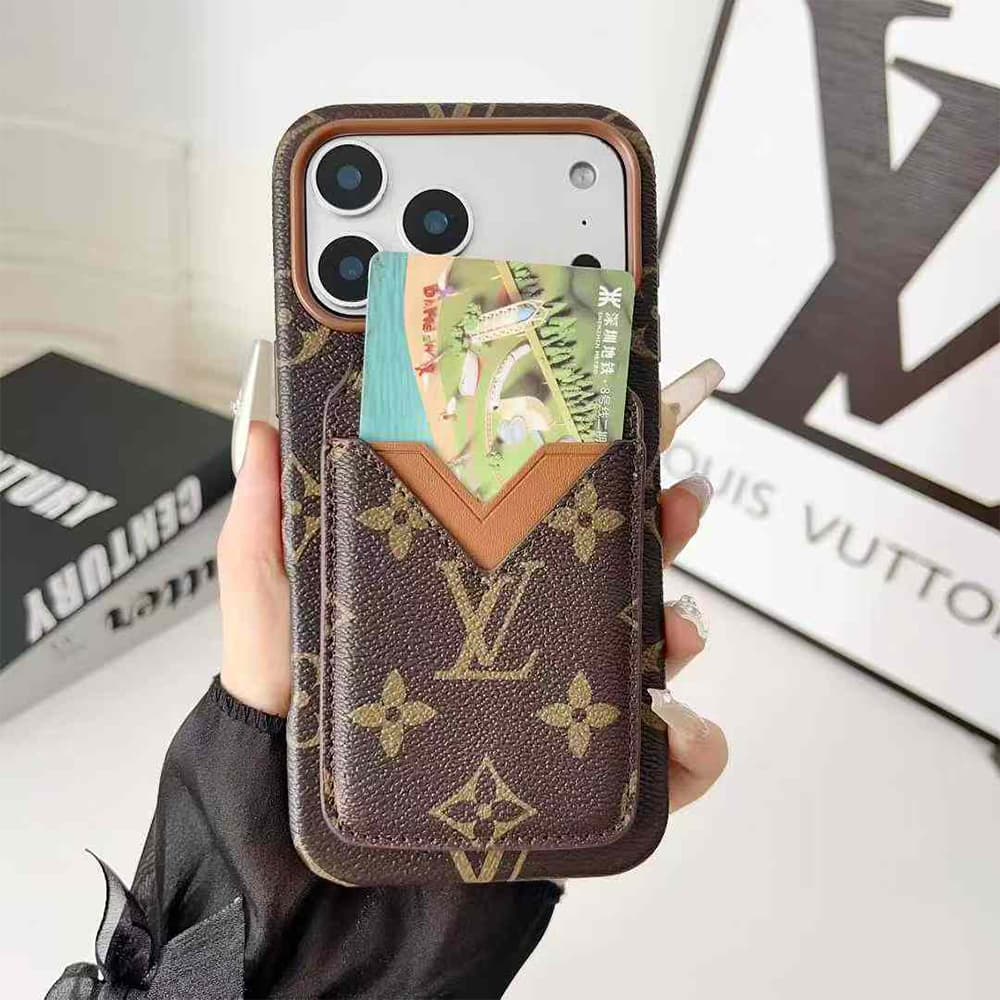 LV & Gucci V-shaped Flip-style Card Holder iPhone Case