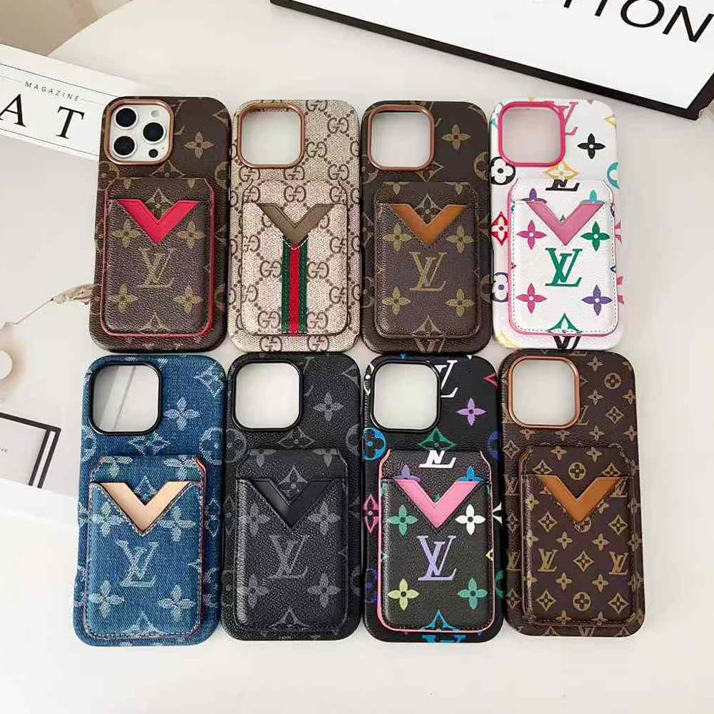 LV & Gucci V-shaped Flip-style Card Holder iPhone Case
