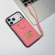 Chanel CC Logo with Flip Card Holder & Strap iPhone Case