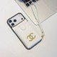 Chanel CC Logo with Flip Card Holder & Strap iPhone Case