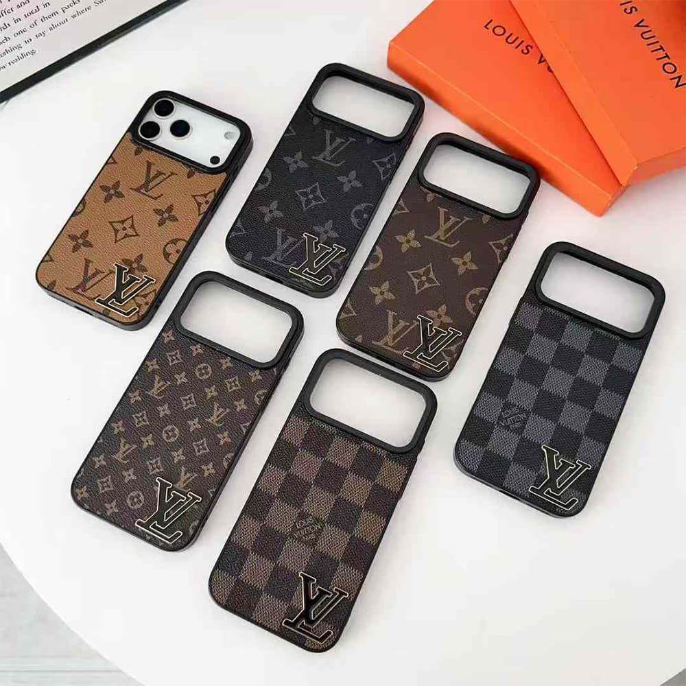 Louis Vuitton Large Metal Black LV Logo iPhone Case