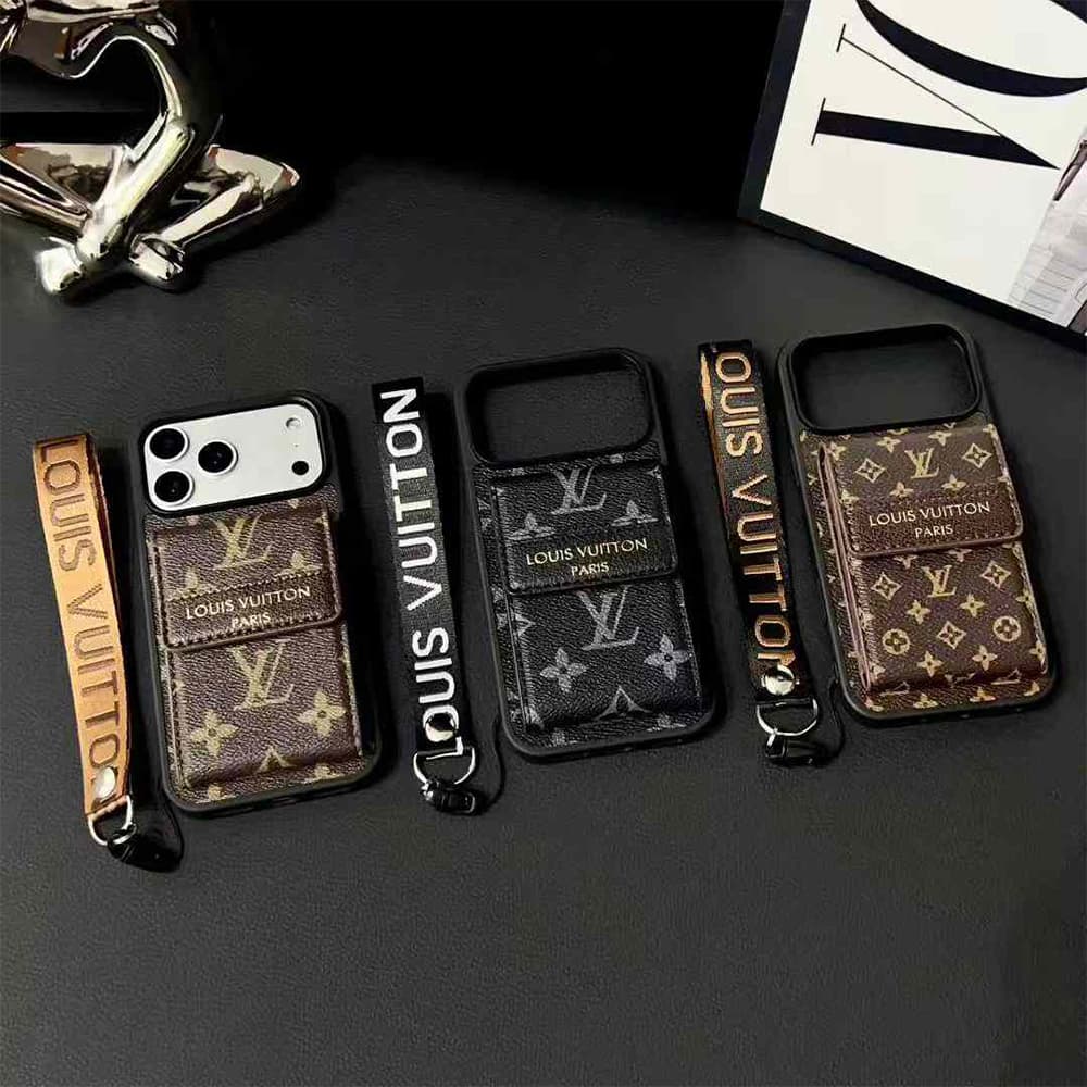 Louis Vuitton Monogram Pattern with Accordion Card Holder & Short Strap iPhone Case