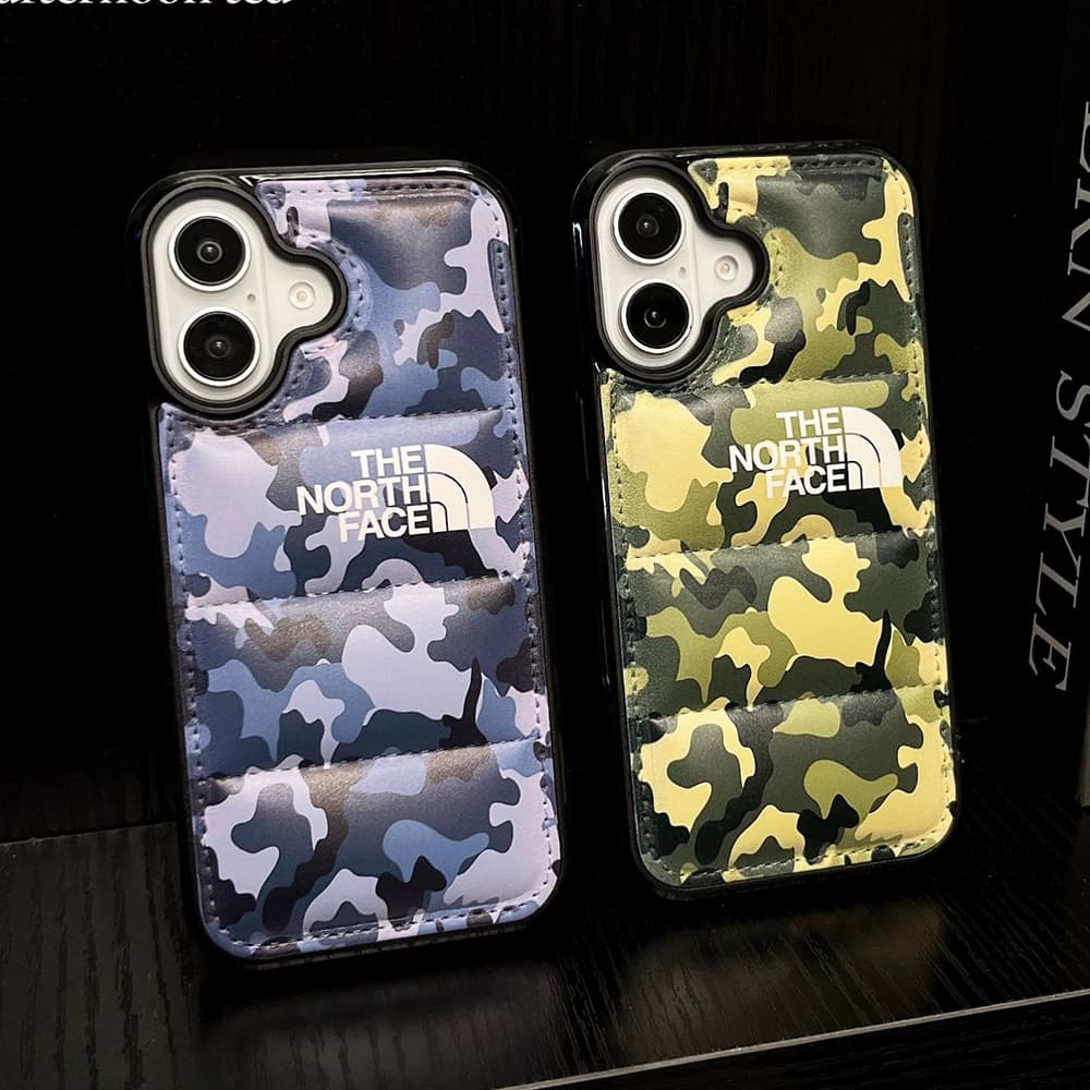 The North Face Camouflage Pattern with White Logo iPhone Case