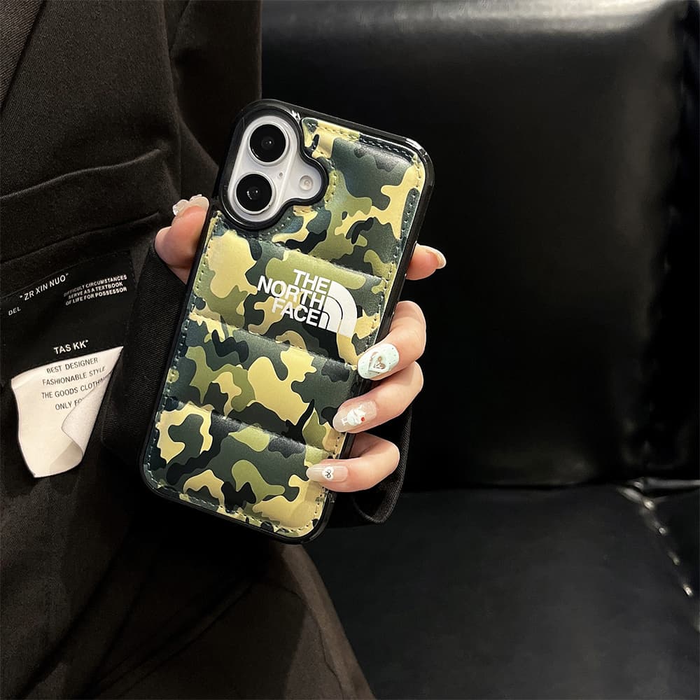 The North Face Camouflage Pattern with White Logo iPhone Case