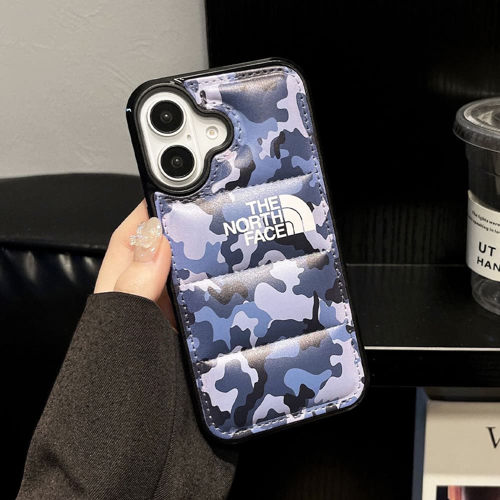 The North Face Camouflage Pattern with White Logo iPhone Case