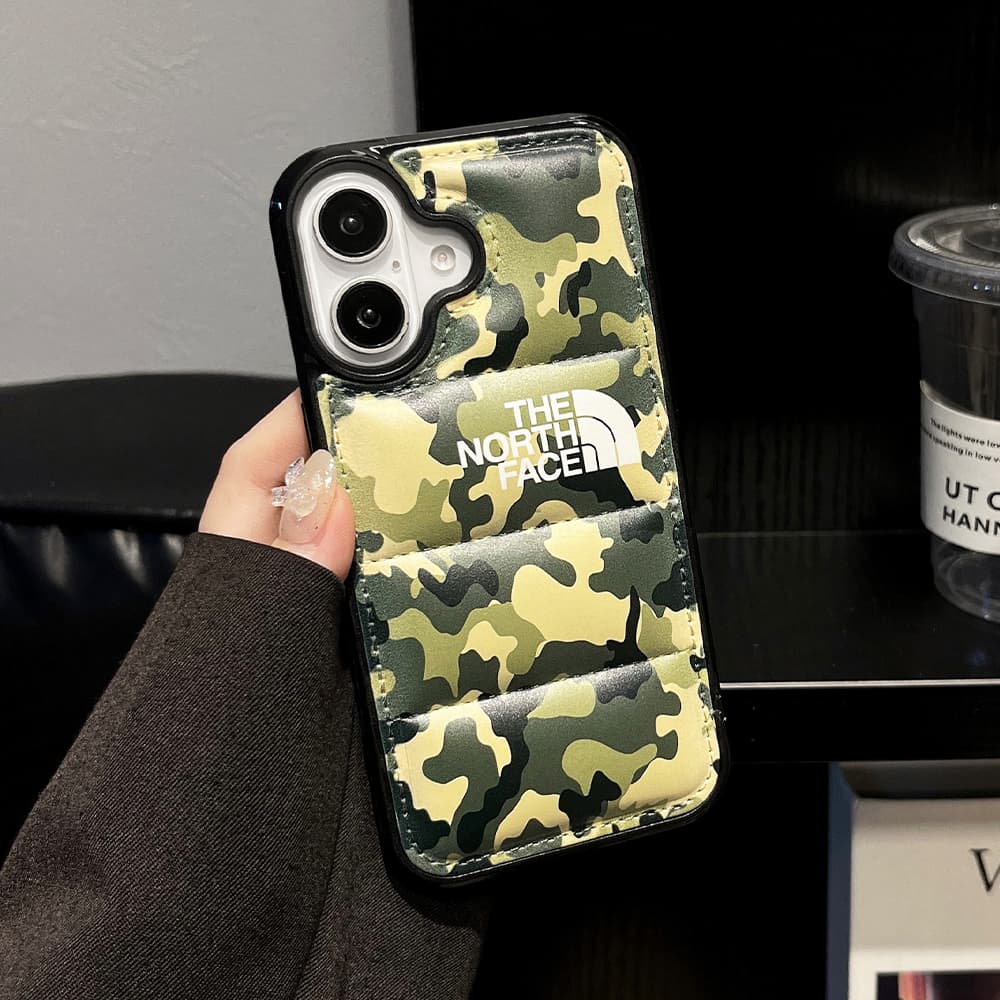 The North Face Camouflage Pattern with White Logo iPhone Case