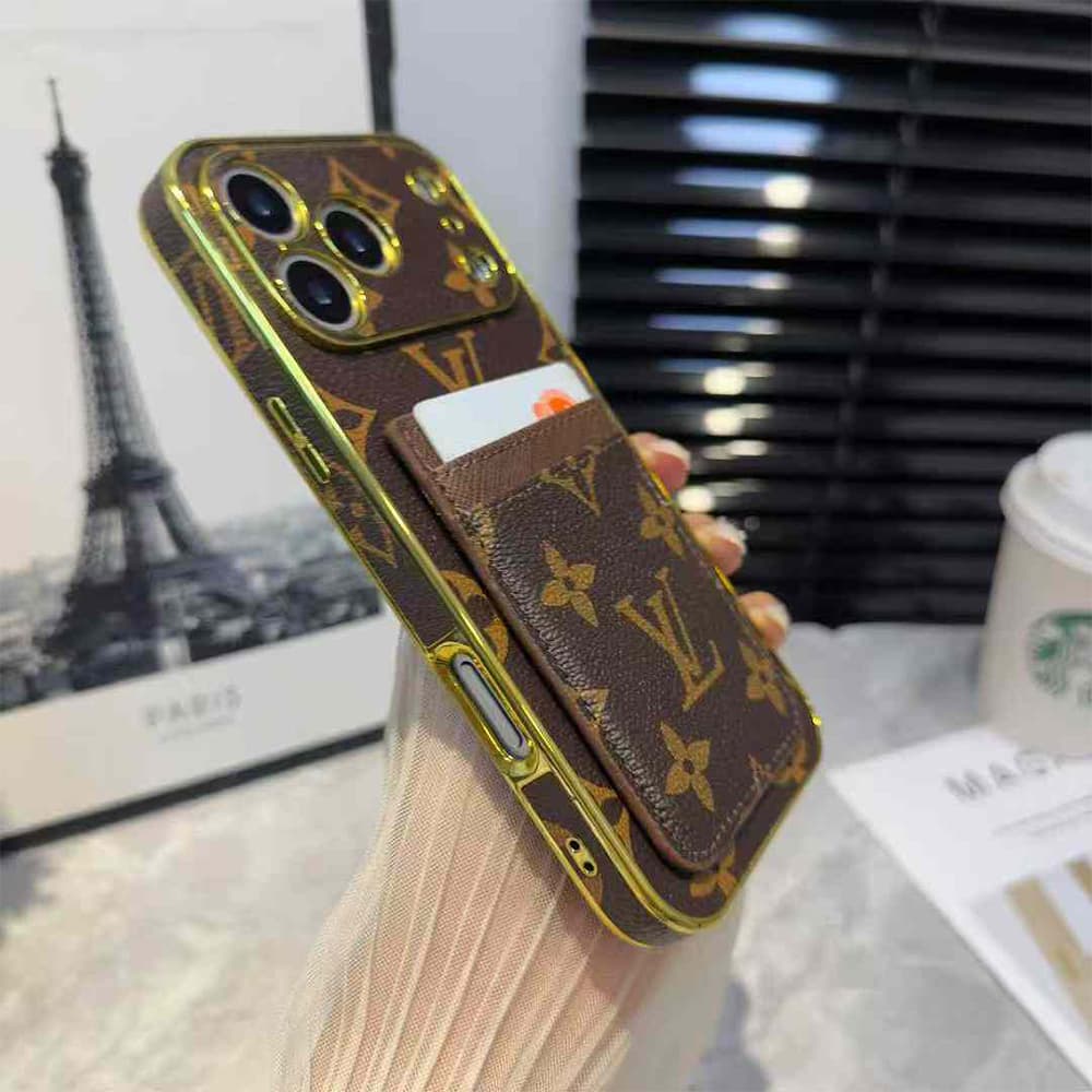 Louis Vuitton Gold Edge & Dual Card Holder iPhone Case