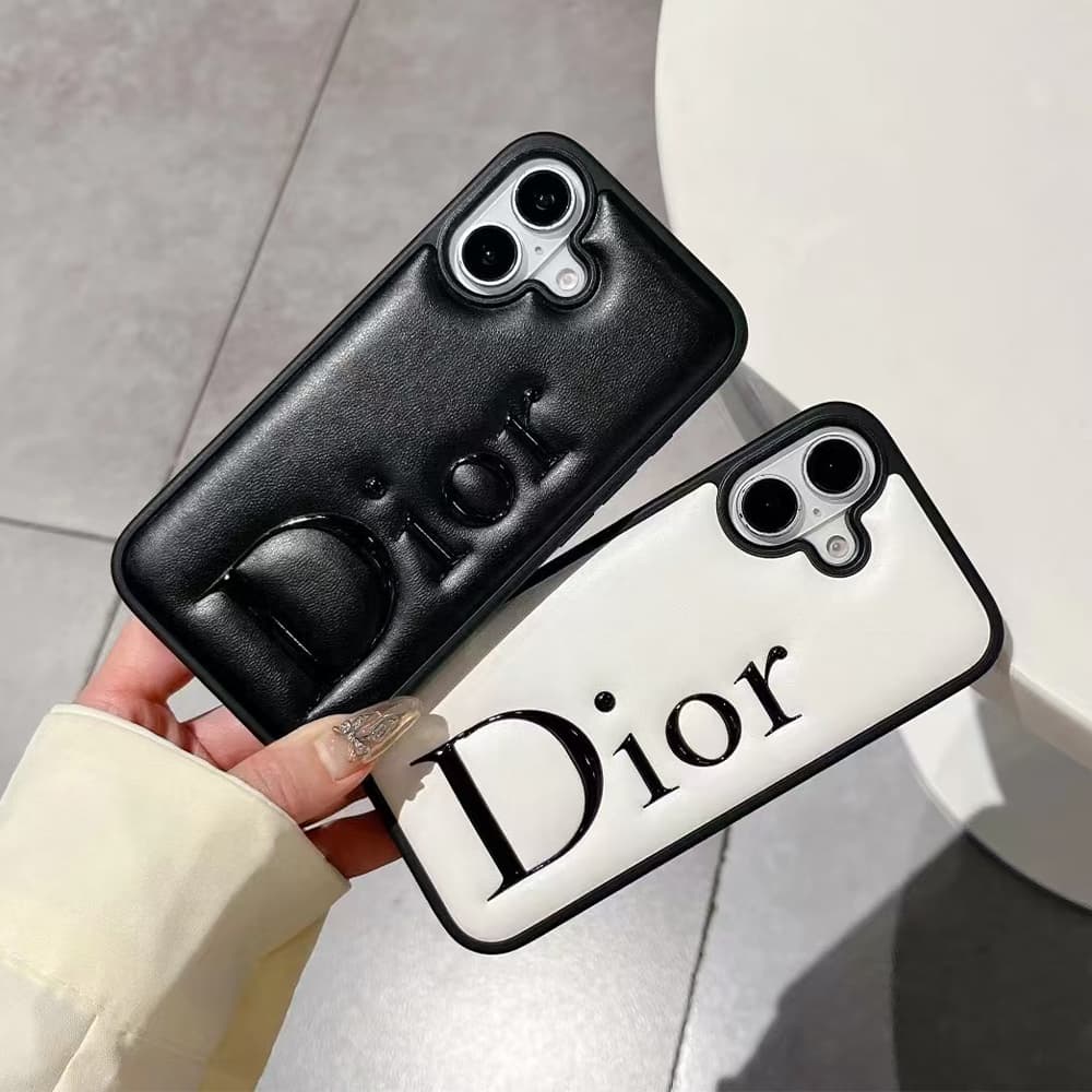 Dior Embossed Logo iPhone Case in Black & White