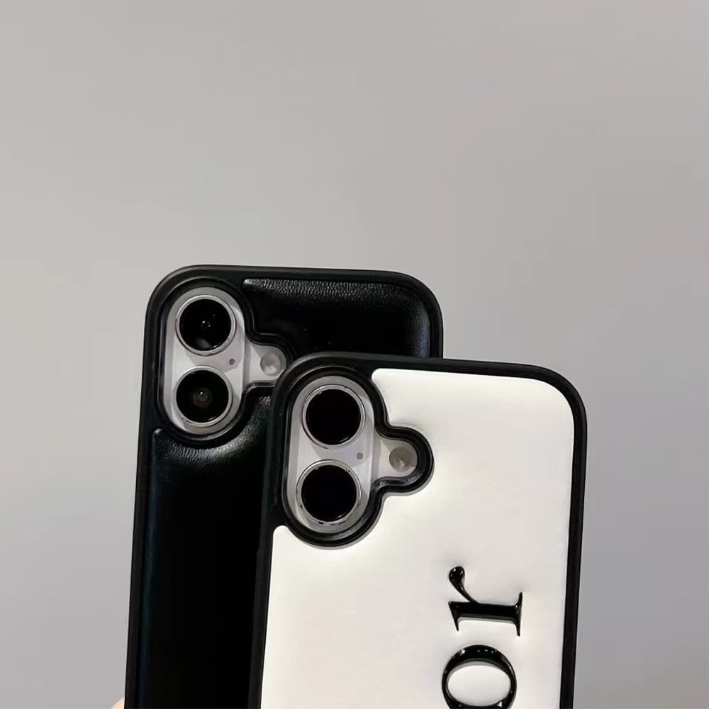 Dior Embossed Logo iPhone Case in Black & White