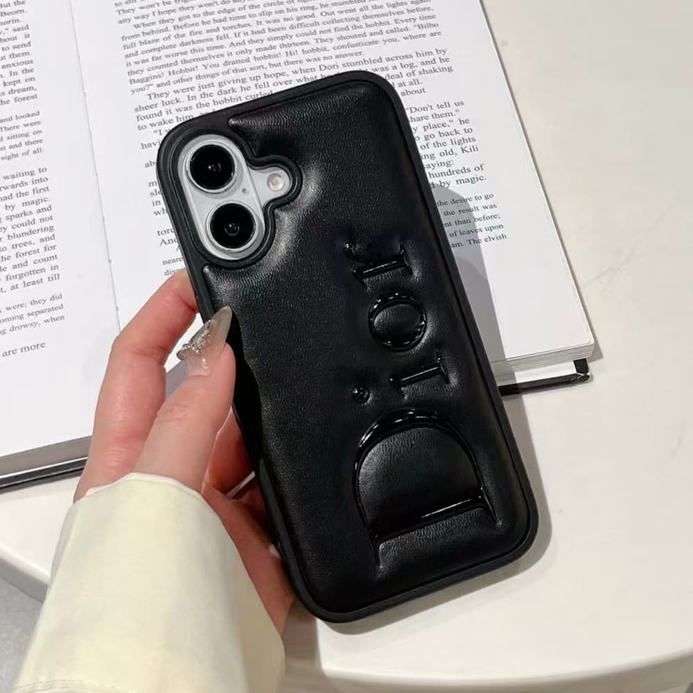 Dior Embossed Logo iPhone Case in Black & White