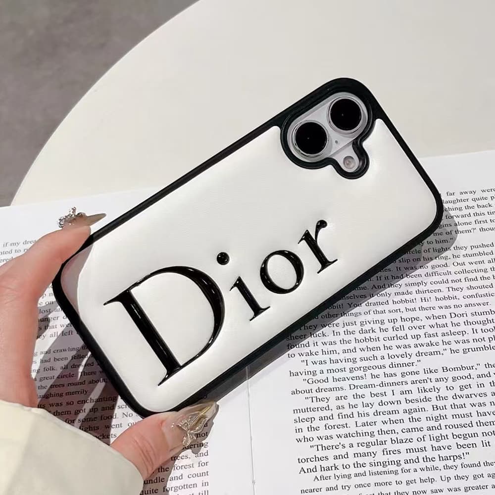 Dior Embossed Logo iPhone Case in Black & White