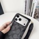 Coach Signature C Pattern with Flip Wallet & Card Slots iPhone Galaxy Case