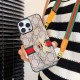 Gucci GG Pattern with Bee Charm, Card Holder & Adjustable Strap iPhone Case