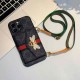 Gucci GG Pattern with Bee Charm, Card Holder & Adjustable Strap iPhone Case