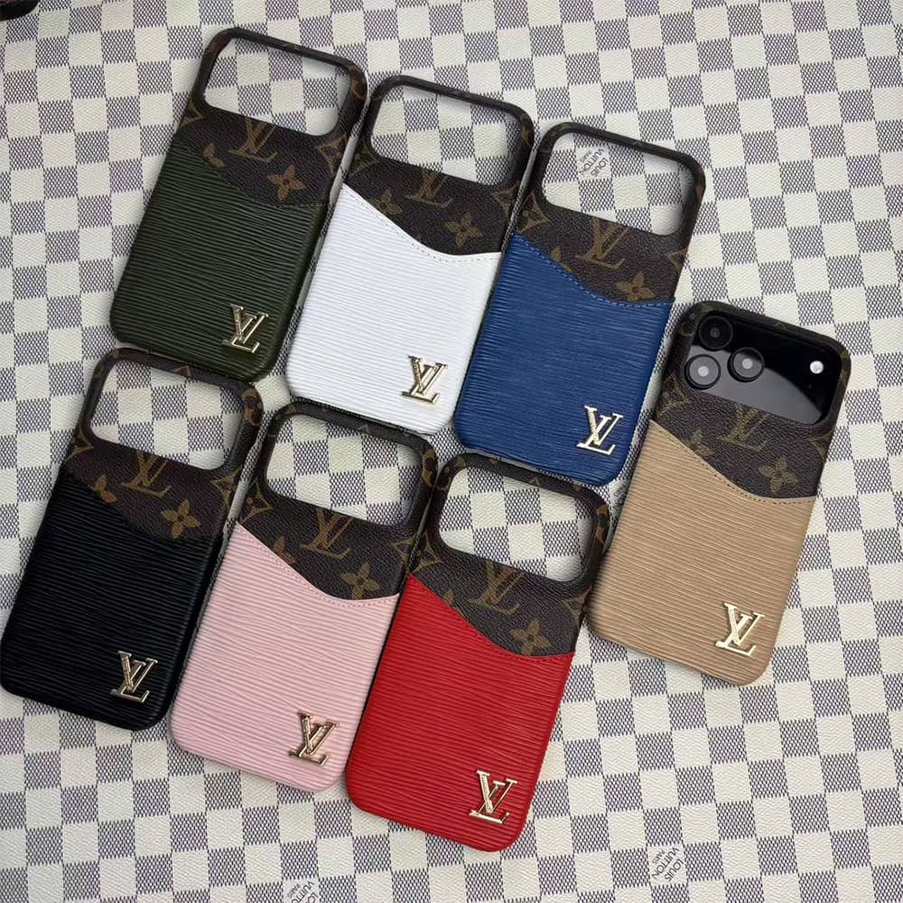 Louis Vuitton Ripple Design Card Pocket iPhone Case - Monogram Pattern with Metal LV Logo