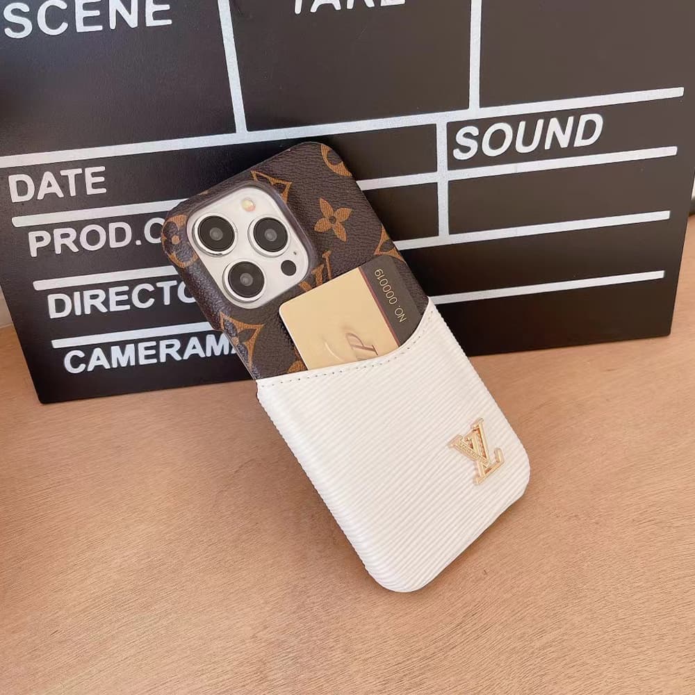 Louis Vuitton Ripple Design Card Pocket iPhone Case - Monogram Pattern with Metal LV Logo