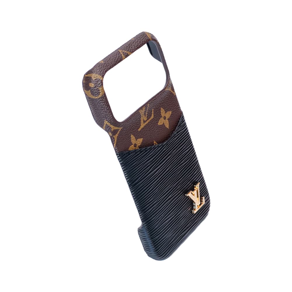 Louis Vuitton Ripple Design Card Pocket iPhone Case - Monogram Pattern with Metal LV Logo