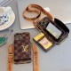 LV & Gucci Crossbody Strap & Card Holder Built-in Mirror iPhone Case