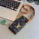 LV & Gucci Crossbody Strap & Card Holder Built-in Mirror iPhone Case