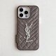 YSL Velvet Finish Silver Logo Quilted Pattern iPhone Case