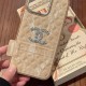 Chanel Velvet Finish Crystal CC Logo & Quilted Pattern iPhone Case