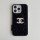 Chanel Velvet Finish Crystal CC Logo & Quilted Pattern iPhone Case