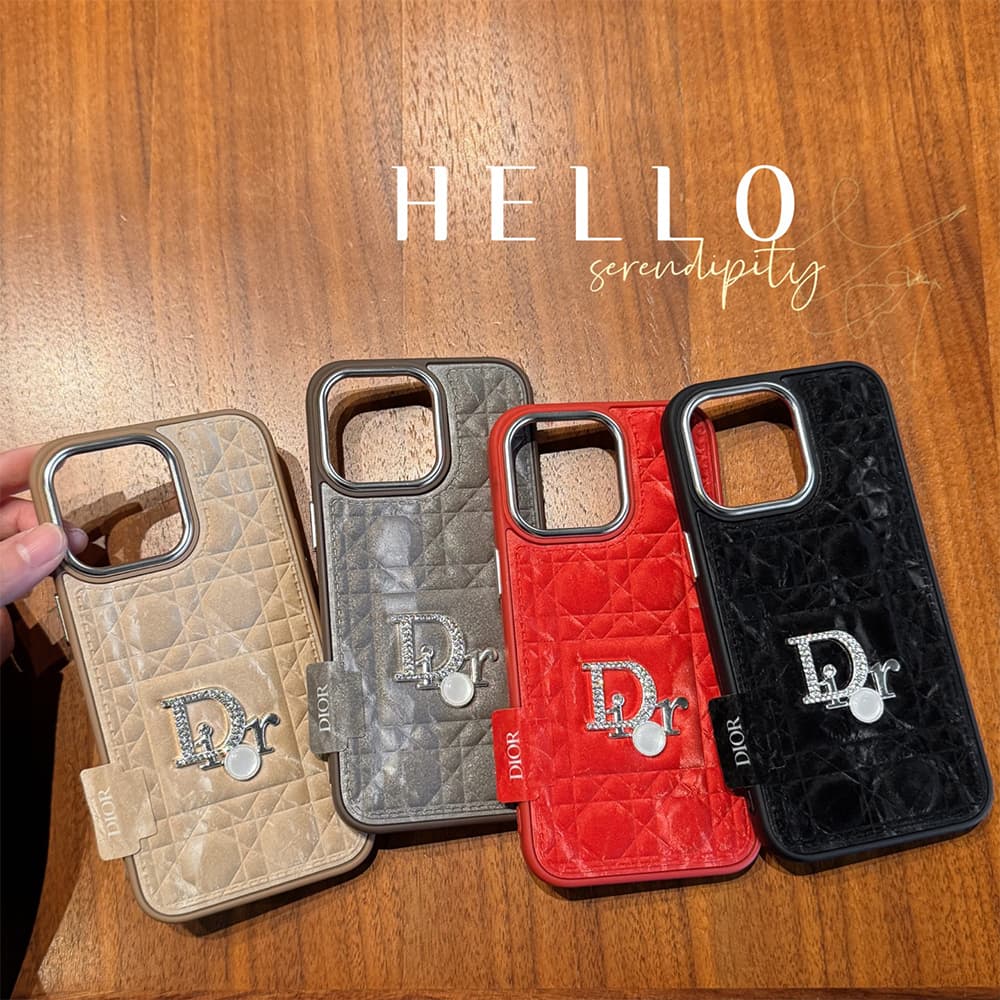 Dior Crystal Logo & Quilted Velvet iPhone Case