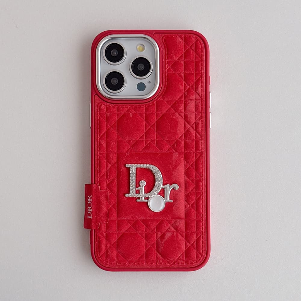 Dior Crystal Logo & Quilted Velvet iPhone Case