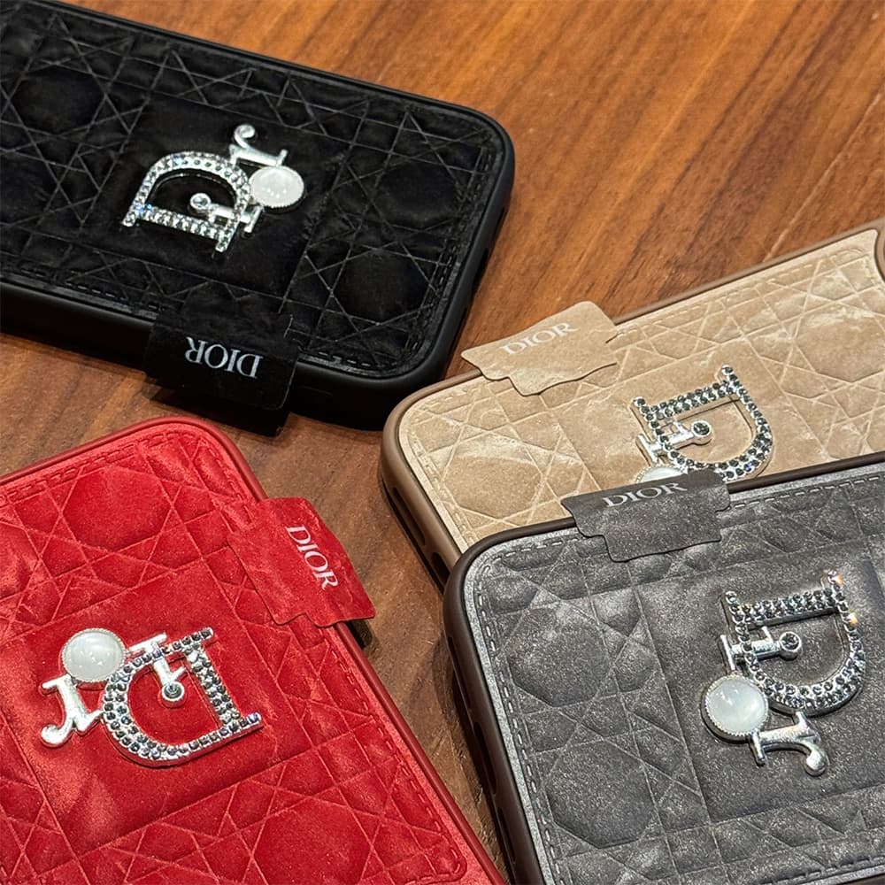 Dior Crystal Logo & Quilted Velvet iPhone Case