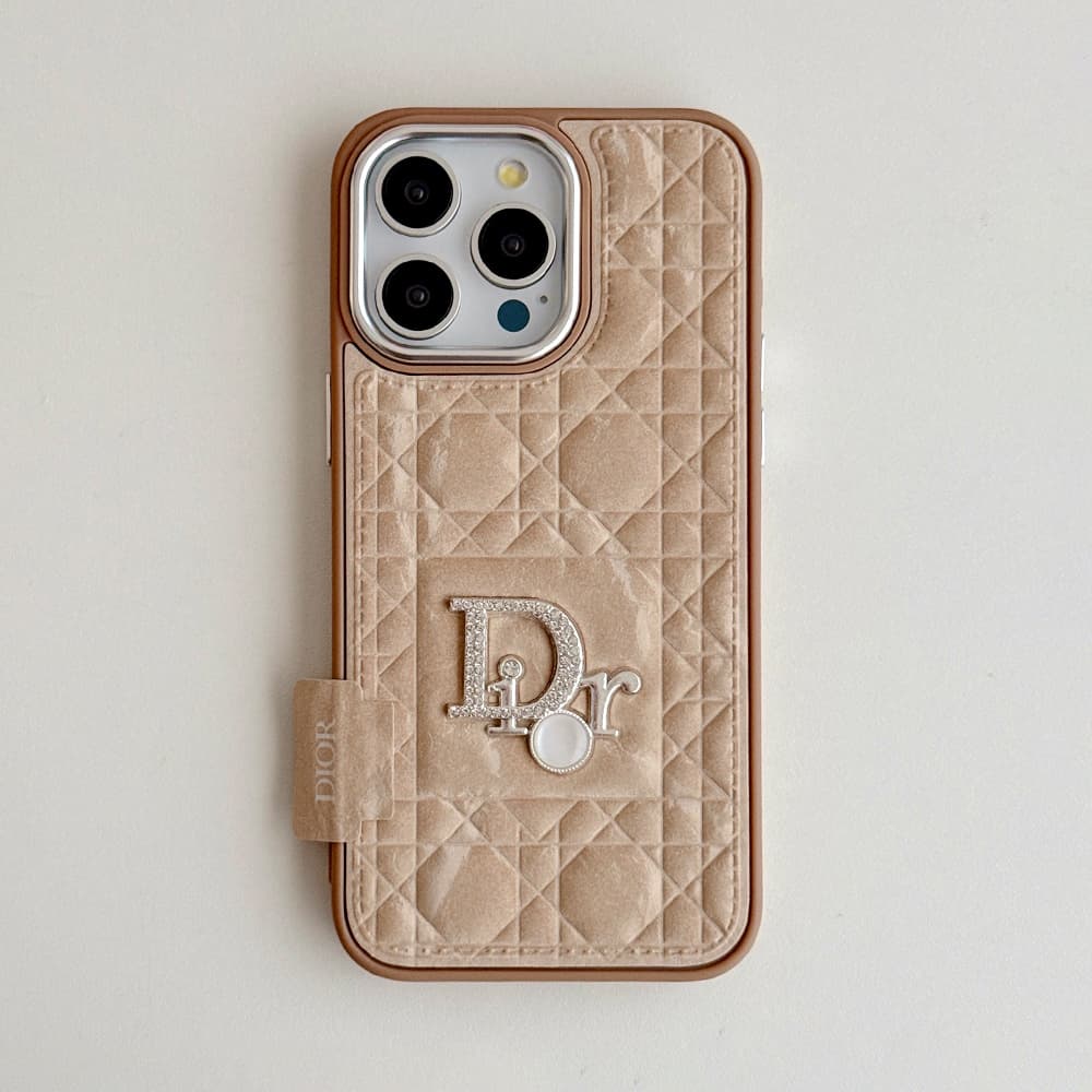 Dior Crystal Logo & Quilted Velvet iPhone Case