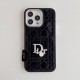 Dior Crystal Logo & Quilted Velvet iPhone Case