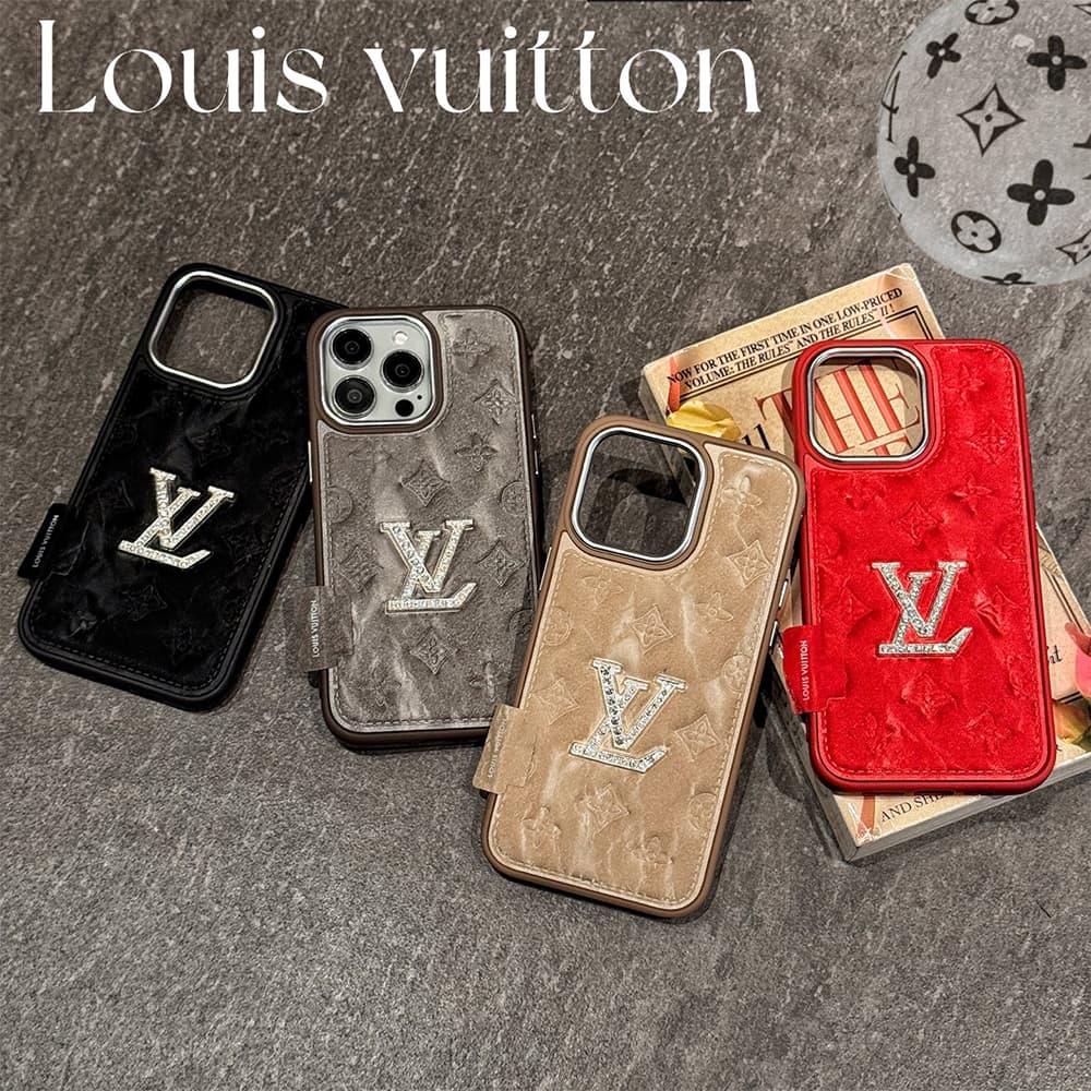 Louis Vuitton Crystal LV Logo & Velvet Monogram iPhone Case