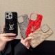 Louis Vuitton Crystal LV Logo & Velvet Monogram iPhone Case