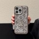 Louis Vuitton Crystal LV Logo & Velvet Monogram iPhone Case