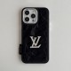 Louis Vuitton Crystal LV Logo & Velvet Monogram iPhone Case