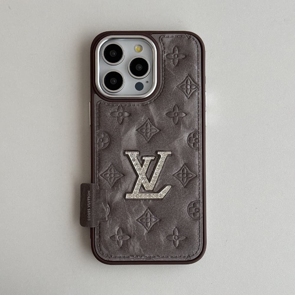 Louis Vuitton Crystal LV Logo & Velvet Monogram iPhone Case